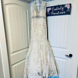 Allure 9005 Gold Ivory Wedding Dress